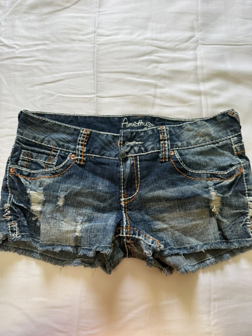 Amethyst Jeans Women's Ripped Dark Blue Denim Cutoff Shorts